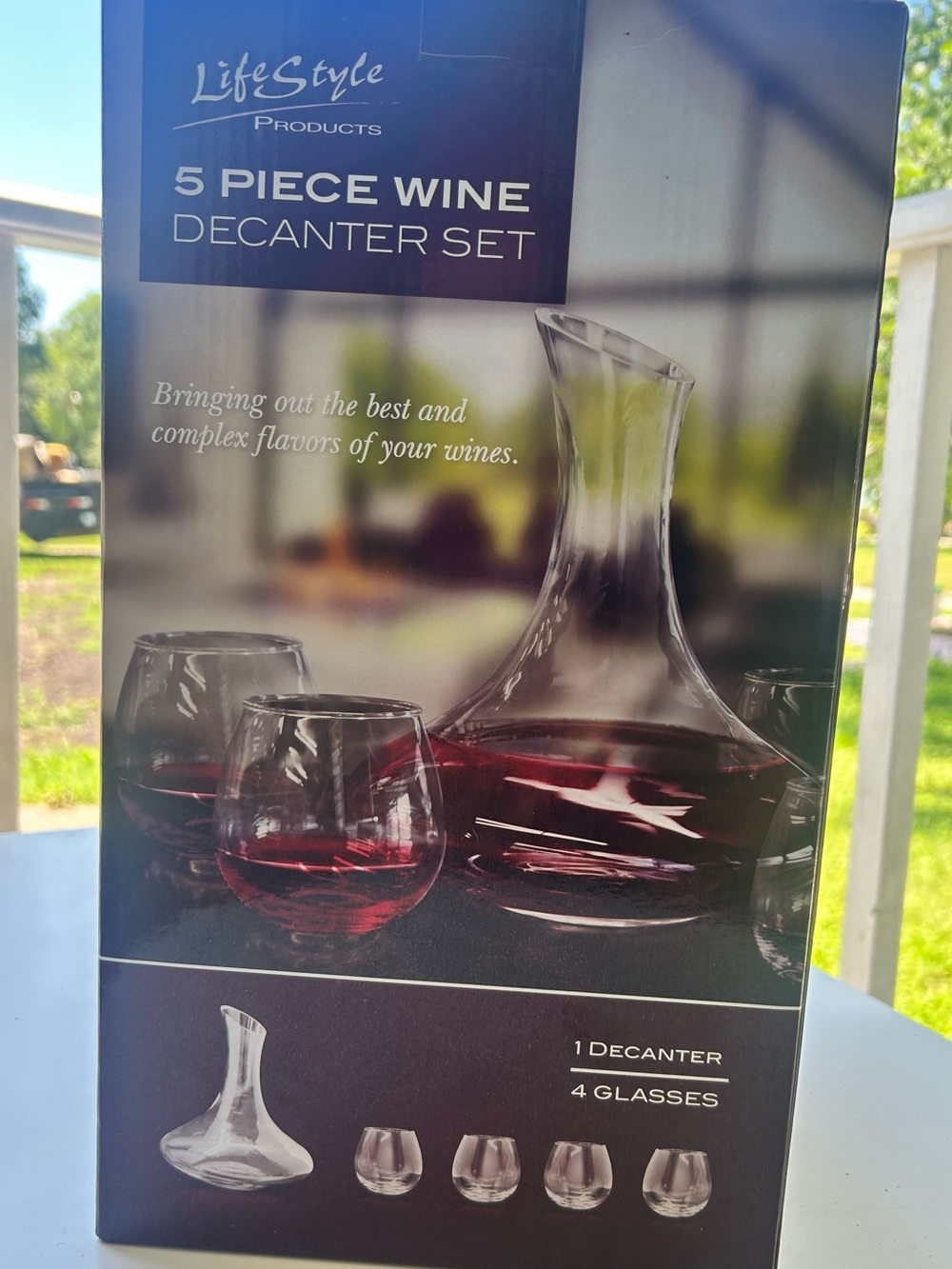 LifeStyle 5-Piece Wine Decanter Set - Clear Glass